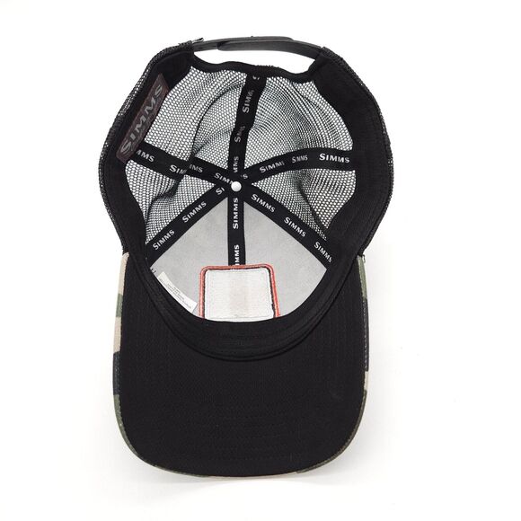 Simms Fishing Products Mesh Snapback Trucker Hat‎ Camo Ball Cap Fish Logo Adult - Picture 6 of 8